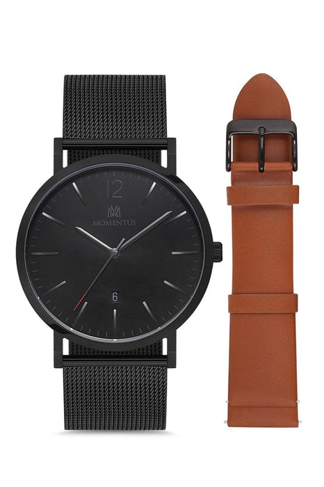 Momentus KC251B-20SN Herrenuhr braunes Lederarmband