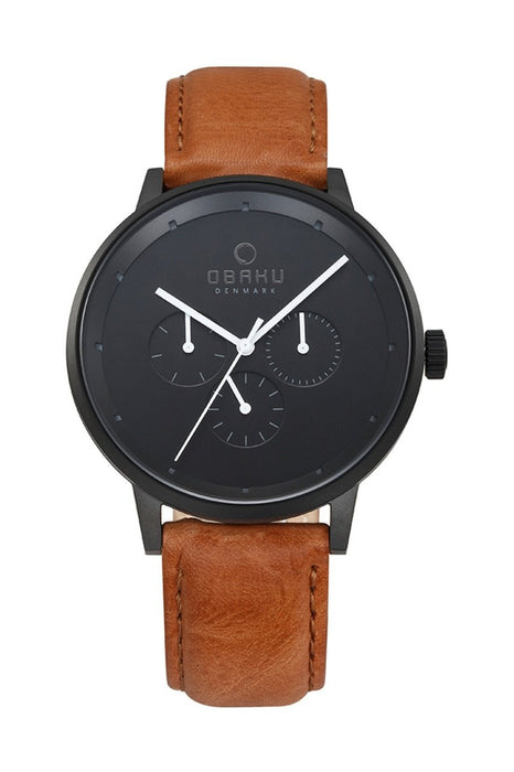Obaku Denmark Herrenuhr V208GMBBRZ Edelstahl & Leder