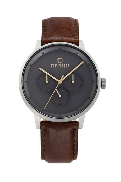 Obaku Herrenuhr V208GMCJRN mit Bernstein Perlenkette
