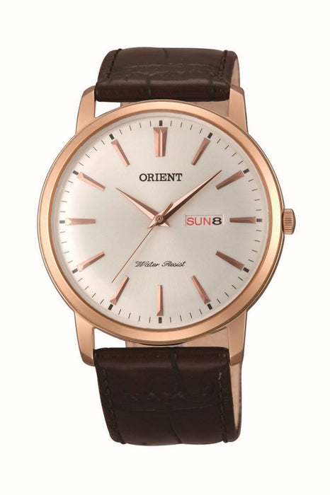 Orient FUG1R005W6 Herrenuhr Lederarmband Silber