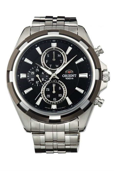 Orient Herrenuhr Edelstahl Bernstein-Perlenkette