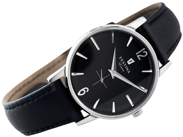 Festina Damen Herren Uhr Quarz Edelstahl Lederarmband