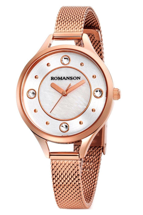 Romanson Damen Uhr mit Geflochtenem Edelstahlarmband