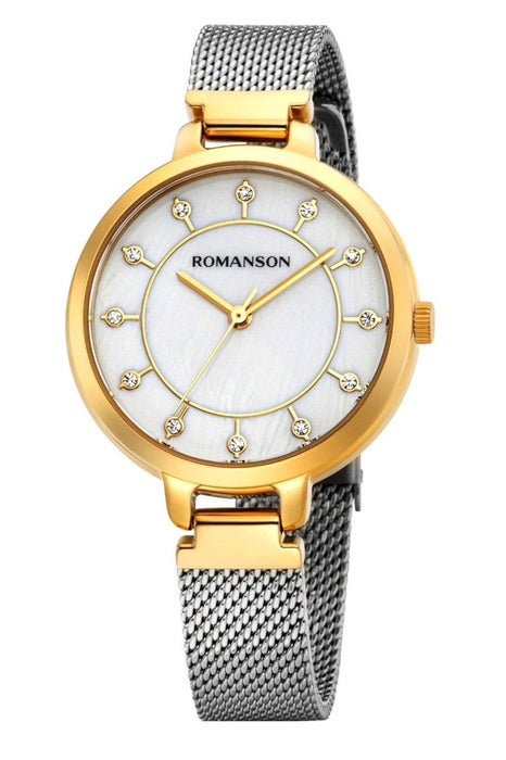 Romanson Damen-Uhr – Edelstahlgehäuse – Geflochtenes Armband