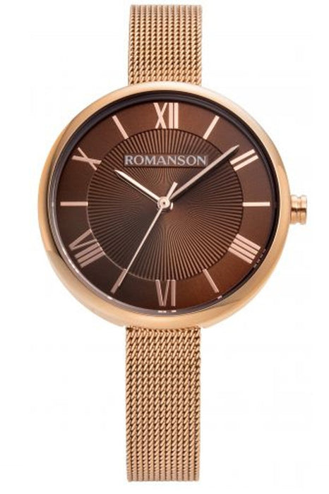 Romanson Damenarmbanduhr mit Webrahmen Edelstahl Quarz