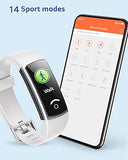 Fitnessuhr mit Blutdruck Blutsauerstoff, Pulsuhr, Schrittzähler, Kalorienzähler, Schlafmonitor, SNS SMS Anruf Benachrichtigung Fitness Tracker für Damen Herren (Grau)