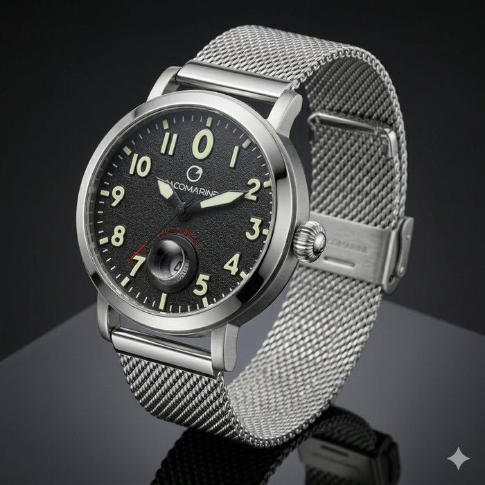 Pacomarine Thunderbolt Herrenuhr 44mm Mesh Silber PM.51014.08A NEU & OVP Full-Set