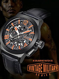 IK Colouring Vintage Military Skeleton Uhr – Schwarz/Orange – NEU