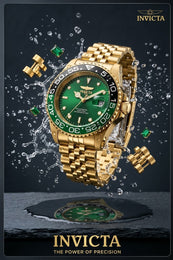 INVICTA Pro Diver Herrenuhr Gold Grün 40mm Quarz 10 bar OVP