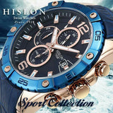 Hislon Chronograph Herrenuhr - Blau/Roségold - Neu & OVP #ÖZENSAAT
