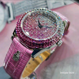 Burgmeister Damenuhr Rainbow mit Pink Echtlederarmband ÖZENSAAT