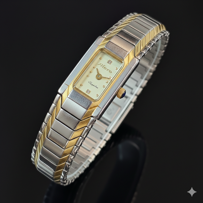 Luxus Alfaro Damenarmbanduhr – Saphirglas, Wasserdicht, Edelstahl Gold/Silber – NEU