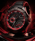 Stührling Original Gen-X 264XL Sportuhr 49mm Quartz Leder Schwarz Rot OVP