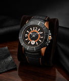 Stuhrling Original Gen-X 543 Herrenuhr Diver Quartz 50mm 10ATM Leder Neu OVP