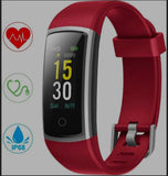 Rot, Fitnessuhr mit Blutdruck Blutsauerstoff, Pulsuhr, Schrittzähler, Kalorienzähler, Schlafmonitor, SNS SMS Anruf Benachrichtigung Fitness Tracker für Damen Herren