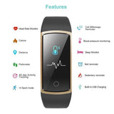 Fitness Tracker Smartwatch – Herzfrequenz, Blutdruck, 14 Sportmodi – Schwarz/Gold – NEU & OVP