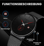 LIGE Herren Retro Uhr Edelstahl Wasserdicht Vintage Analoge Armbanduhr