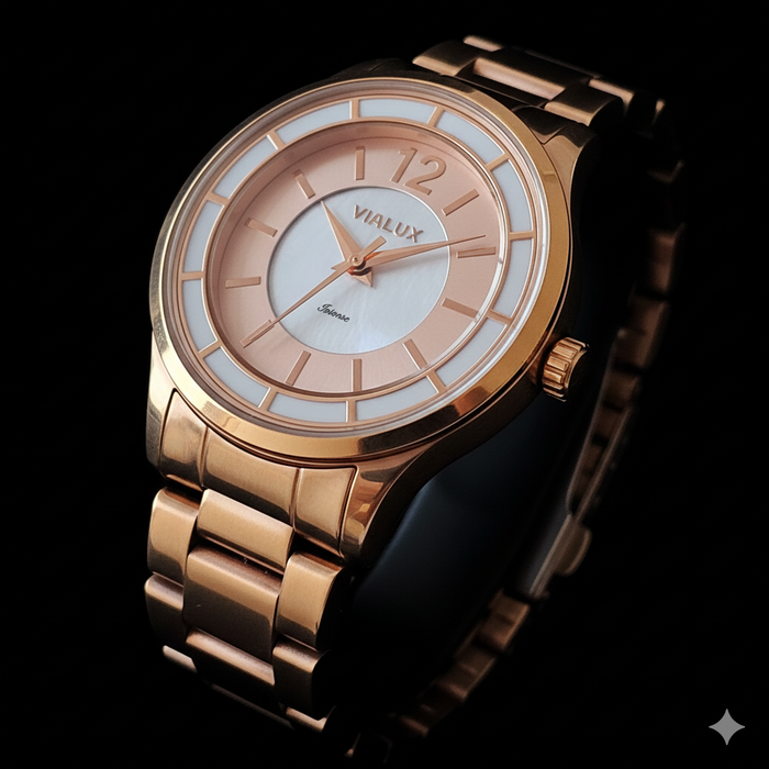 VIALUX Intense LJ100R-11SR Damenuhr - Rosegold & Blau - OVP & 2 Jahre Garantie
