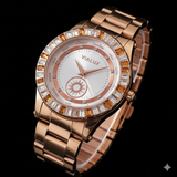 Vialux Damenarmbanduhr Rosegold – Edel mit Baguette-Steinen & Sonnen-Design – NEU OVP