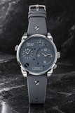 OMAX Herren Armbanduhr Grau Silber 3 Zeitzonen Analog Mehrfachanzeige