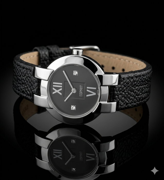 Esprit Damenuhr - Schwarz/Silber - Neu mit Box - Premium Edles Design ÖZENSAAT