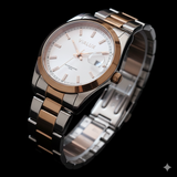 Vialux Unisex Armbanduhr – Bicolor Silber/Roségold – Weißes Zifferblatt – OVP & 2 J. Garantie