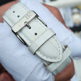 HISLON 3130 Multifunktional 36 mm Damenuhr mit weißes Lederarmband #ÖZENSAAT