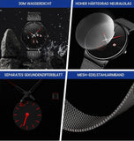 LIGE Herren Retro Uhr Edelstahl Wasserdicht Vintage Analoge Armbanduhr