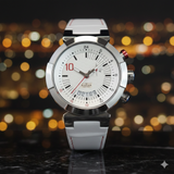 Nacar NC25-290012-AWRL11 Swiss Made Luxus Chronograph 43mm - Weiß /Rot Unisexuhr