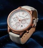 NAUTICA A21030G Chronograph Herrenuhr 44mm Weißes Lederarmband Unisex