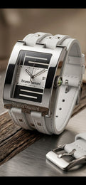 BRUNO BANANI Herren Uhr Weiß Leder Anekdot Datum, OVP Garantie Riemen
