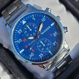 Herrenuhr - Blaues Zifferblatt - Silbernes Armband - NEU & OVP