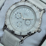 HISLON 3130 Multifunktionale Damen Uhr mit Weißes Lederarmband – Eleganz für jeden Tag