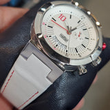 Nacar NC25-290012-AWRL11 Swiss Made Luxus Chronograph 43mm - Weiß /Rot Unisexuhr
