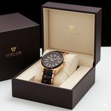 Vialux Damenarmbanduhr LJ682R-06YR - Rosegold/Leoparden-Optik - NEU & OVP