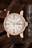 Dice Kayek Damenuhr Rosegold Braun Silikonarmband Datum Neu OVP