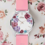 s.Oliver Damen Armbanduhr mit Silikonband & Blumendesign - Quarzwerk