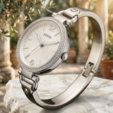 Fossil Georgia Damenarmbanduhr Silber - ES3225 - Neu & 2 Jahr Garantie