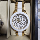 GUESS Damenarmbanduhr W0344L1 – Leopard Look in Gold/Silber/Weiß – Neu