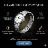 s.Oliver Herrenuhr SO-15162-MQR Armbanduhr Edelstahl Quarz Weiß