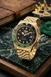 INVICTA Pro Diver Gold Herrenuhr Quarz 40mm Schwarz/Grün Lünette 200m Neu
