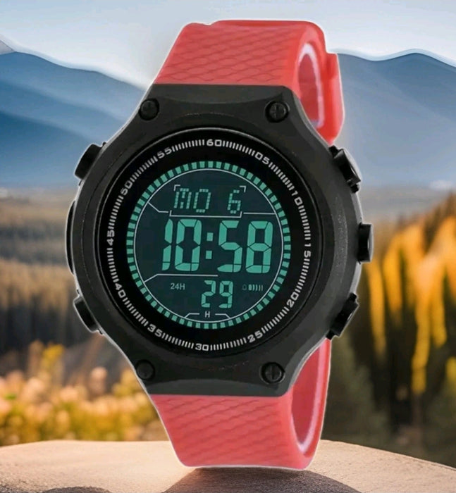 [Brand] Digital Sports Herrenuhr Chronograph Schwarz Rot