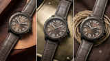 Hislon Armbanduhr Braun Schwarz Braunes Zifferblatt Lederarmband Datum