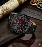 Stührling Aviator Eagle 457 Mechanik Uhr 45mm - Schwarz/Rot - Neu & OVP