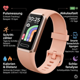 Fitness Armband Sportuhr Smartwatch mit AMOLED Display Rosa / Schwarz Neu