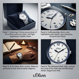 s.Oliver Herrenuhr SO-15162-MQR Armbanduhr Edelstahl Quarz Weiß