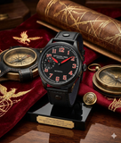 Stührling Aviator Eagle 457 Mechanik Uhr 45mm - Schwarz/Rot - Neu & OVP