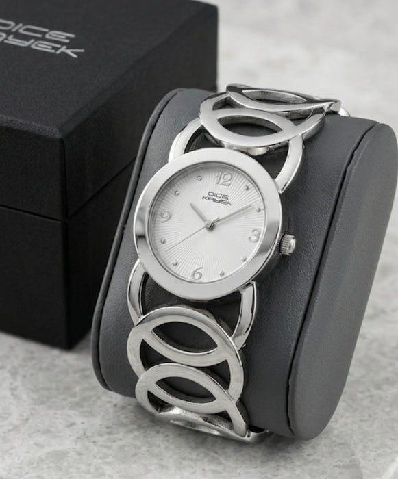 Dice Kayek Damenuhr Silber Spangenuhr Armbanduhr Elegante Designer Uhr