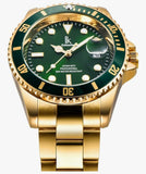 Alienwork Herrenuhr Kalenderfunktion Goldfarbene Edelstahl Uhr Unisex