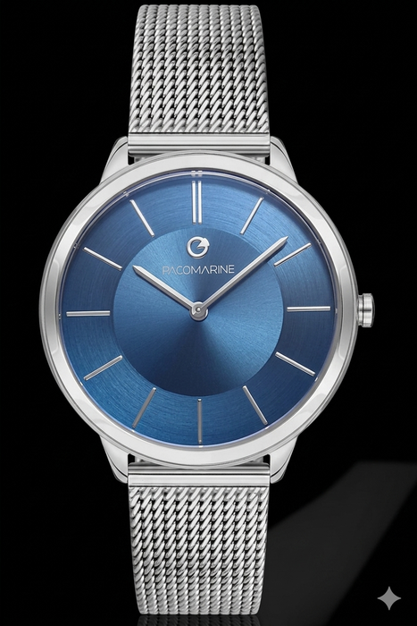 Pacomarine Damen Uhr PM.51203.02 - Blaues Zifferblatt - Meshband Silber - NEU & OVP